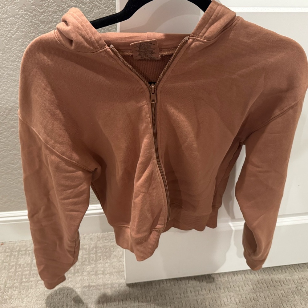 Women's Brown Zip-Up Hoodie